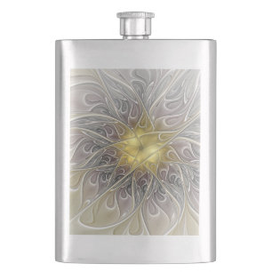 Bloei met gouden moderne abstracte fractale bloem flacon