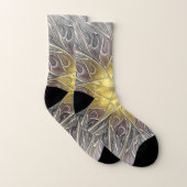 Bloei met gouden moderne abstracte fractale bloem sokken (Paar)