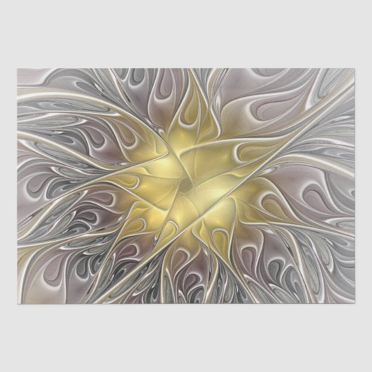 Bloei met gouden moderne abstracte fractale bloem tissuepapier (Voorkant)