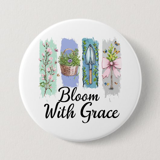 Bloei met Grace Garden Bloemenkunst Ronde Button 7,6 Cm (Voorkant)