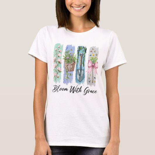 Bloei met Grace Garden Bloemenkunst T-shirt (Voorkant)