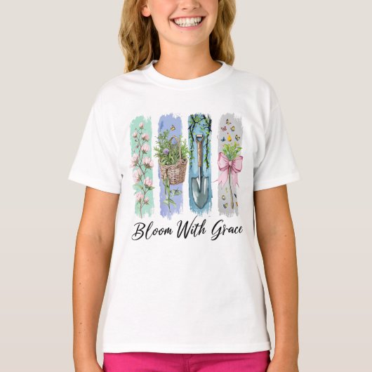 Bloei met Grace Garden Bloemenkunst T-shirt (Voorkant)