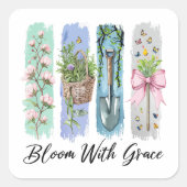 Bloei met Grace Garden Bloemenkunst Vierkante Sticker (Voorkant)