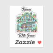 Bloei met Grace | Kawaii Meisje met Planten Sticker (Vel)