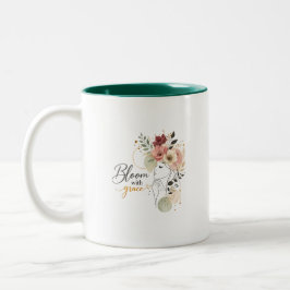 Bloei met gratie bloemenmok tweekleurige koffiemok