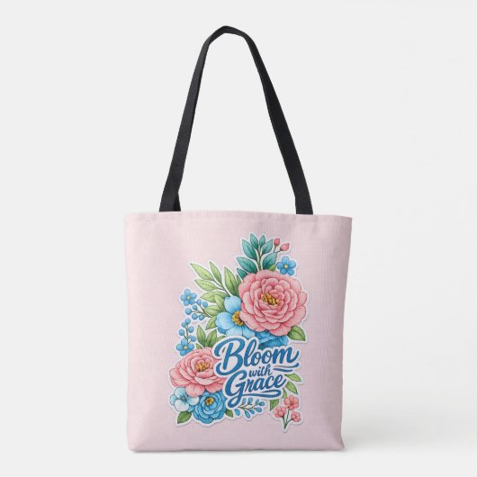 🌸👜 “Bloei met gratie” boodschappentas Tote Bag (Achterkant)
