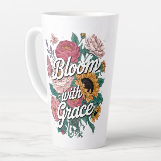 Bloei met gratie latte mok (Linkerhoek)