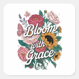 Bloei met gratie  vierkante sticker