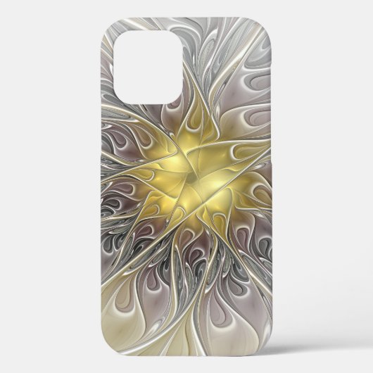 Bloei met moderne abstracte fractalbloem in goud Case-Mate iPhone case (Achterkant)