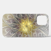 Bloei met moderne abstracte fractalbloem in goud Case-Mate iPhone case (Achterkant (horizontaal))