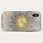 Bloei met moderne abstracte fractalbloem in goud Case-Mate iPhone case (Achterkant (horizontaal))