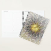 Bloei met moderne abstracte fractalbloem in goud planner (Display)