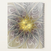 Bloei met moderne abstracte fractalbloem in goud planner (Achterkant)