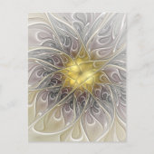 Bloei met moderne abstracte fractale bloem in goud briefkaart (Voorkant)
