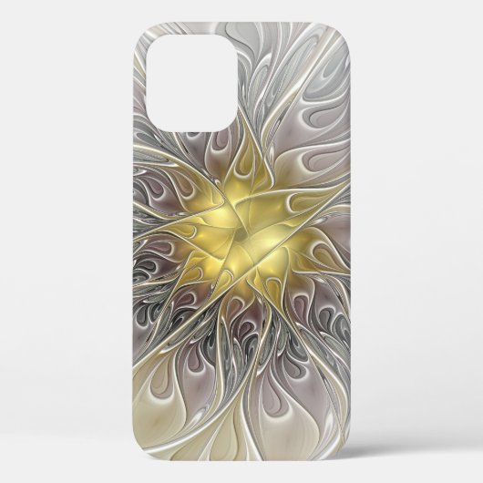 Bloei met moderne abstracte fractale bloem in goud Case-Mate iPhone case (Achterkant)