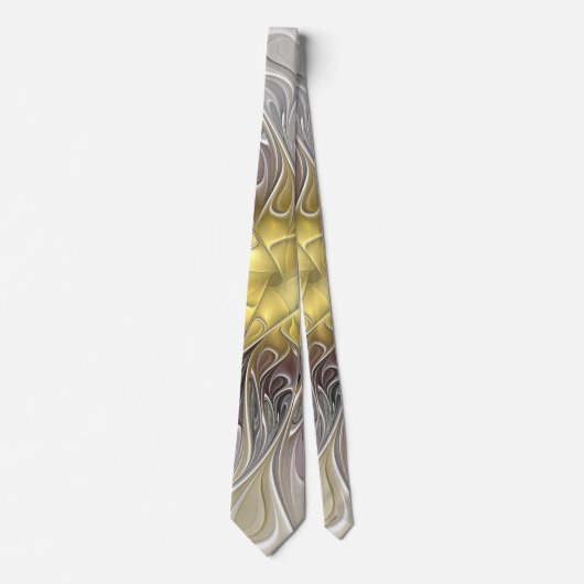 Bloei met moderne abstracte fractale bloem in goud stropdas (Voorkant)