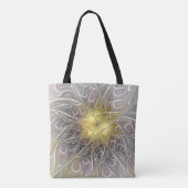 Bloei met moderne abstracte fractale bloem in goud tote bag (Achterkant)