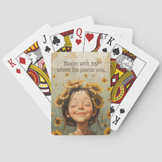Bloei met vreugde pokerkaarten