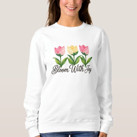 Bloei Met Vreugde Roze Tulp Bloem Sweatshirt (Voorkant)