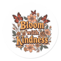 Bloei met vriendelijkheid Retro bloemensticker