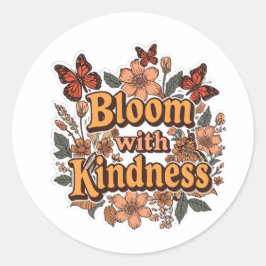 Bloei met vriendelijkheid Retro bloemensticker  Ronde Sticker