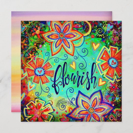 Bloei moderne bloemencorrectie  bedankkaart (Voorkant / Achterkant)