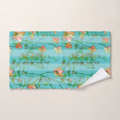 Bloei op Blauwe Gestreepte Achtergrond Aqua Handdoek (Handdoek)