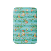 Bloei op Blauwe Gestreepte Achtergrond Badmat (Voorkant Verticaal)