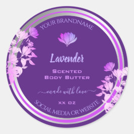 Bloei Paarse Product Verpakkingsetiketten Zilver Ronde Sticker