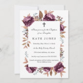 Bloei Paarse Waterverf Doopuitnodiging Kaart (Voorkant)