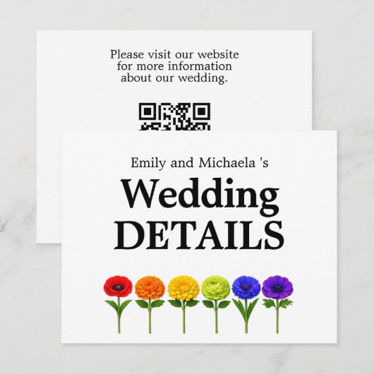 🌈 Bloei Samen – Online Trouwdetails Informatiekaartje (Voorkant / Achterkant)