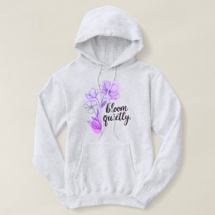 Bloei Stilletjes Trui met Citaat over Kalm Vertrou Hoodie