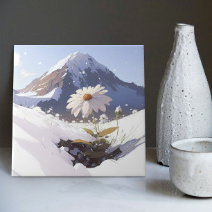 Bloei te midden van tegenslag: een sneeuwbergmadel tegeltje