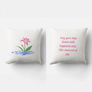 Bloei van Geluk | Bloemige Inspirerende Quote Kussen