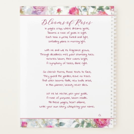 Bloei van Rozen Planner (Achterkant)