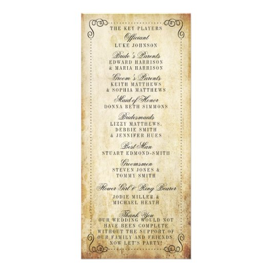  bloei vintage bruiloft programma (Achterkant)