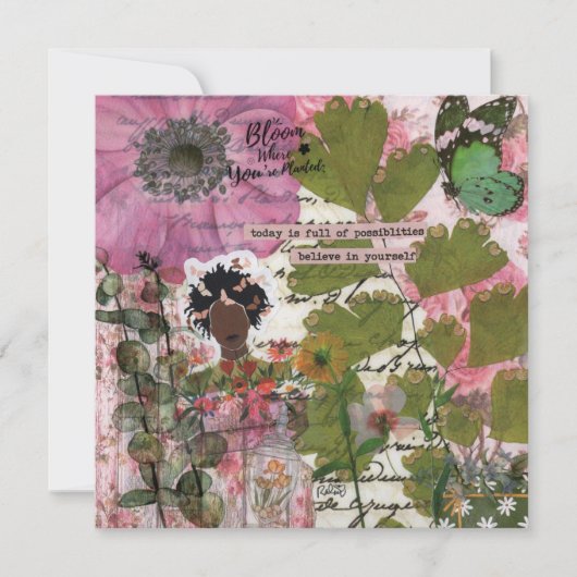 Bloei waar geplant plat Wenskaart (Voorkant)