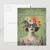 Bloei Waar Geplant Surrealistische Bloem Vrouw Briefkaart (Voorkant / Achterkant)