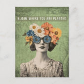 Bloei Waar Geplant Surrealistische Bloem Vrouw Briefkaart (Voorkant)