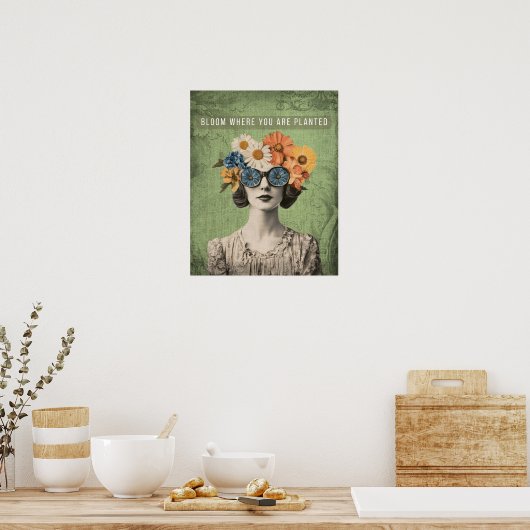 Bloei Waar Geplant Surrealistische Bloem Vrouw Poster (Keuken)