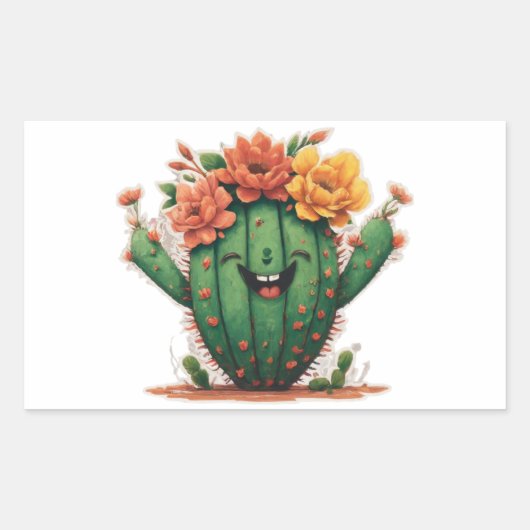 Bloei waar je bent geplant: lachende cactus Sticke Rechthoekige Sticker (Voorkant)