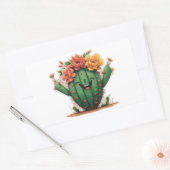 Bloei waar je bent geplant: lachende cactus Sticke Rechthoekige Sticker (Envelop)