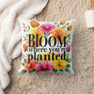 Bloei waar je bent geplant - Levendige bloemenmoti Kussen
