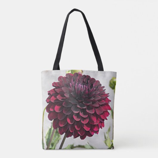 Bloei waar je bent geplant Quote Red Dahlia Tote Bag (Achterkant)