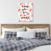 Bloei waar je bent geplant roze Waterverf bloemen Canvas Afdruk (Insitu (Slaapkamer))