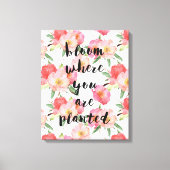 Bloei waar je bent geplant roze Waterverf bloemen Canvas Afdruk (Voorkant)