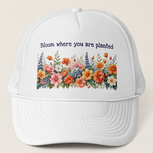 Bloei waar je bloemig bent geplant trucker pet (Voorkant)