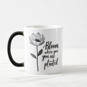 Bloei Waar Je Geplant Bent Lijnkunst Bloem Mok