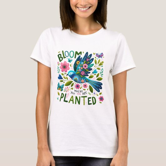 Bloei waar je geplant bent t-shirt (Voorkant)