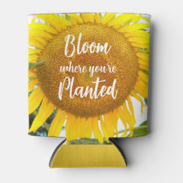 Bloei waar je geplant gele zonnebloem blikjeskoeler